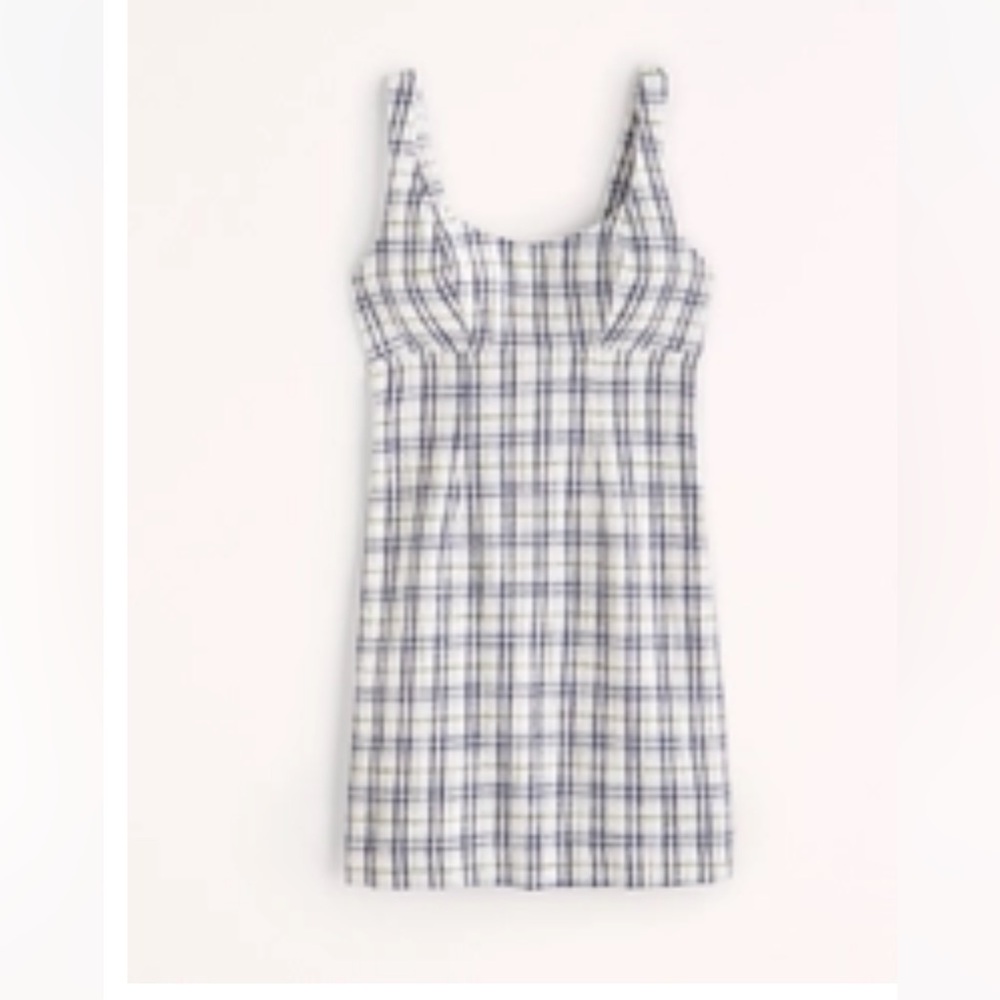 NWT Abercrombie & Fitch Tweed Corset Mini Dress - Navy Plaid - Size Small Tall